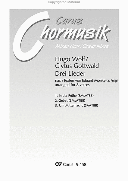 Gottwald/Wolf: Drei Lieder by Hugo Wolf Mixed Choir - Sheet Music