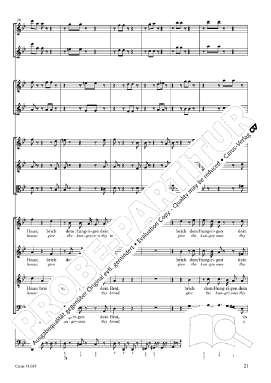 Give the hungry ones thy bread (Brich dem Hungrigen dein Brot) 4-Part scores gallery preview page 21