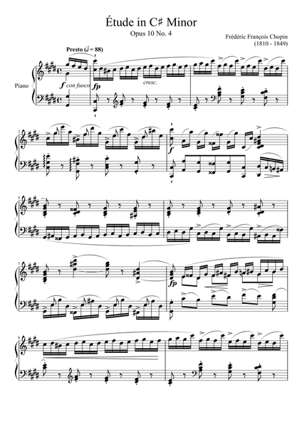 Etude Opus 10 No. 4 in C# Minor