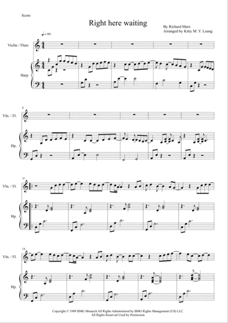 Right Here Waiting Right Here Waiting Small Ensemble scores gallery preview page 2