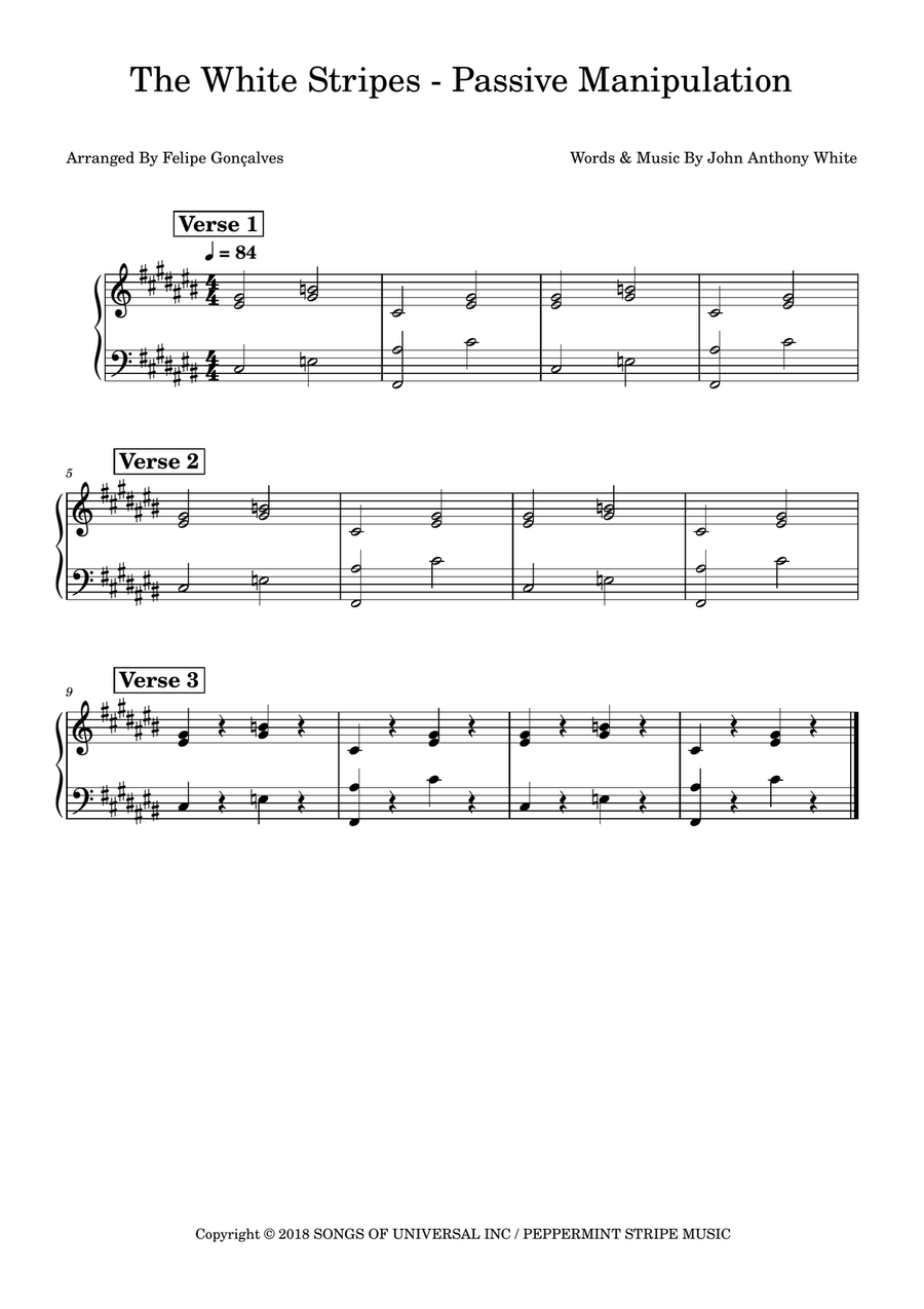 Passive Manipulation Easy Piano scores gallery preview page 1