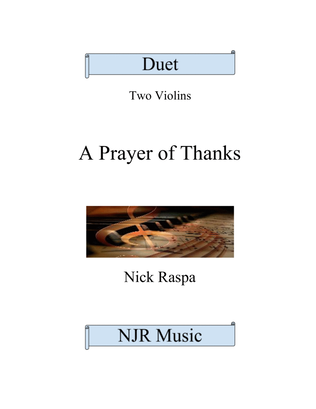 A Prayer of Thanks (Two Violins) Score & Parts