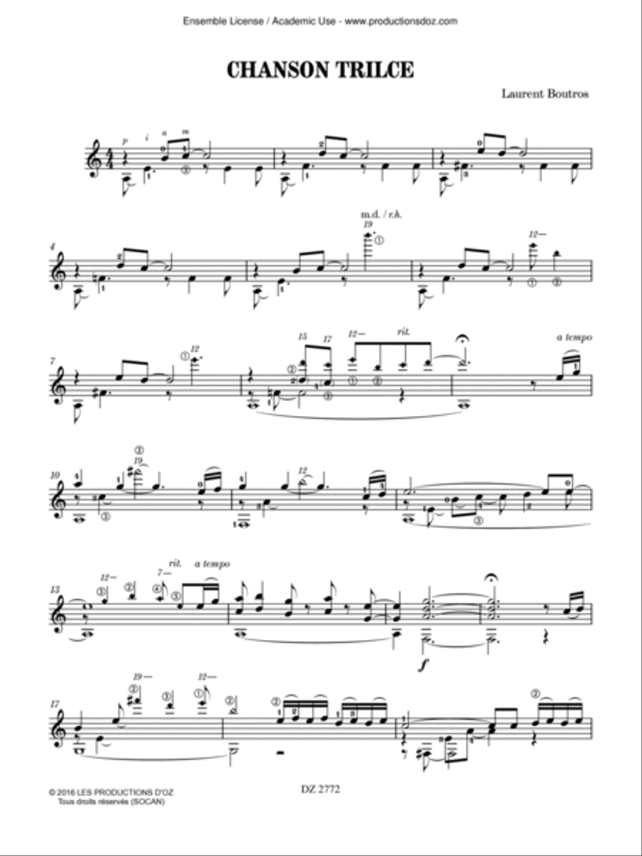 Chanson Trilce Classical Guitar scores gallery preview page 2