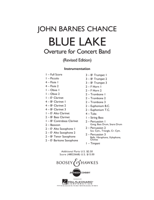 Book cover for Blue Lake (Overture for Concert Band) - Full Score