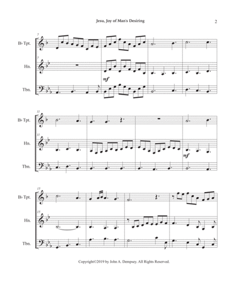 Jesu, Joy of Man's Desiring (Brass Trio): Trumpet, Horn in F and Trombone image number null