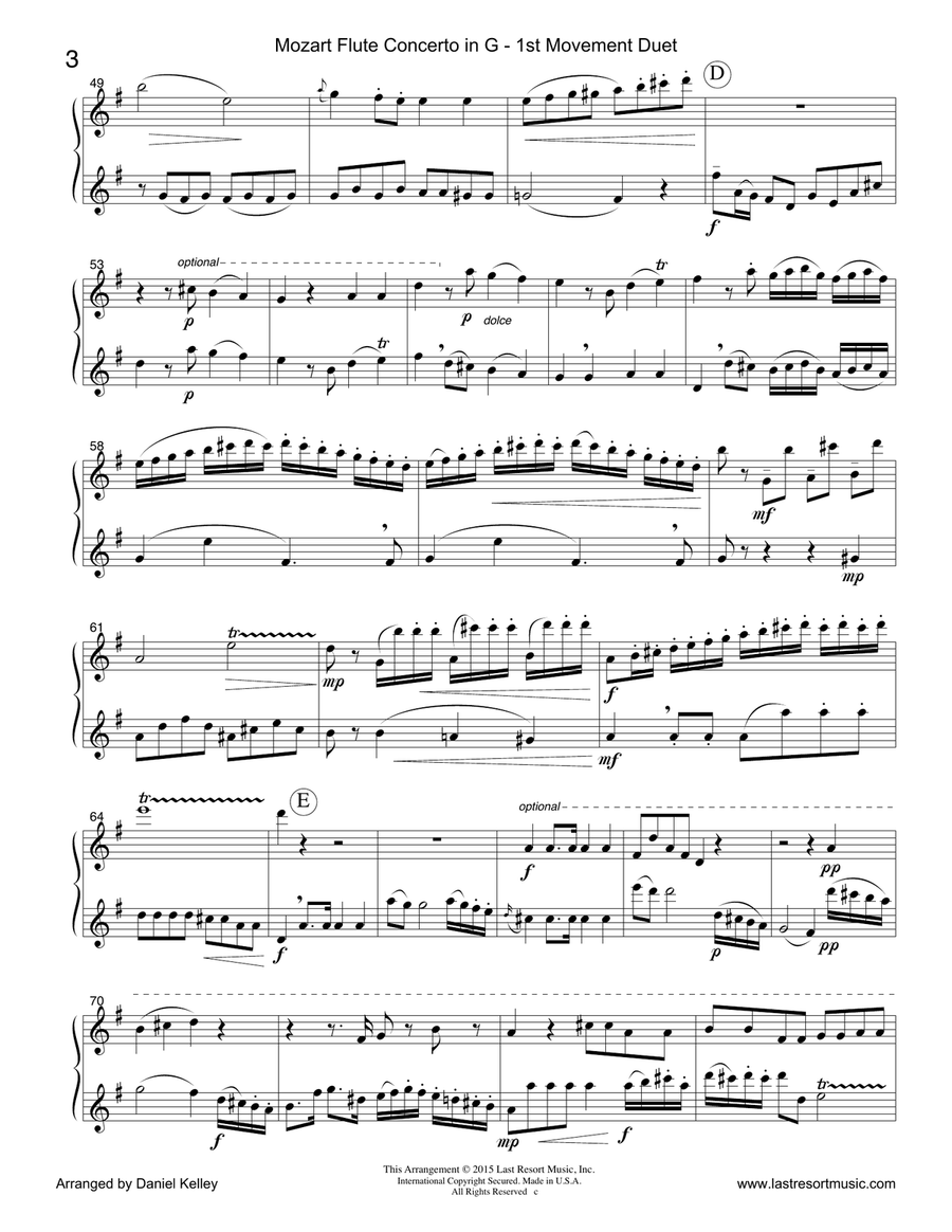 Concerto in G Major K. 313 by Mozart - arranged for Flute Duet (1st Movement) Concerto in G Major K. 313 by Mozart - arranged for Flute Duet (1st Movement) Flute Duet scores gallery preview page 4