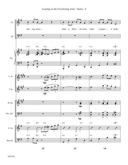 Leaning on the Everlasting Arms - Downloadable Instrumental Ens Score and Parts