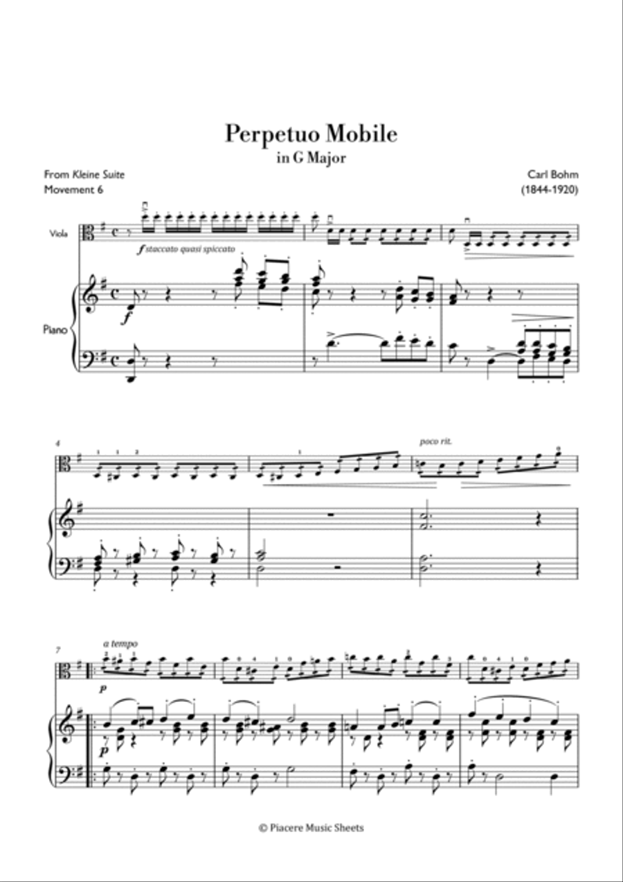 Bohm - Perpetuo Mobile (from Kleine Suite) in G Major - Intermediate Viola scores gallery preview page 2