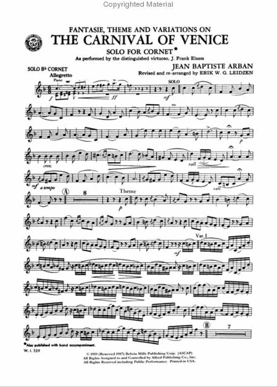 Carnival of Venice: Fantasie, Theme and Variations Small Ensemble scores gallery preview page 2