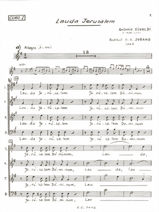Book cover for Lauda Jerusalem (chorus Part 1) (choral)