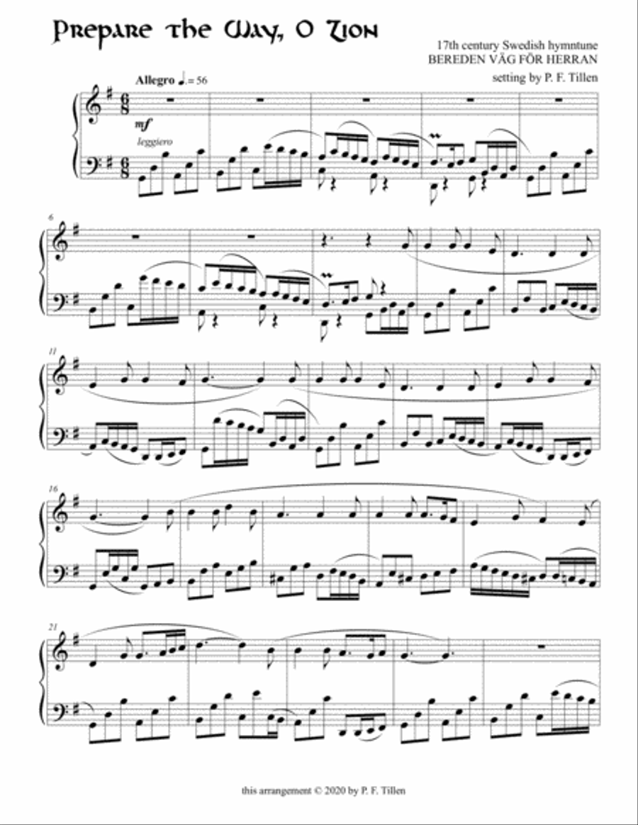 Prepare the Way, O Zion Piano Solo scores gallery preview page 1