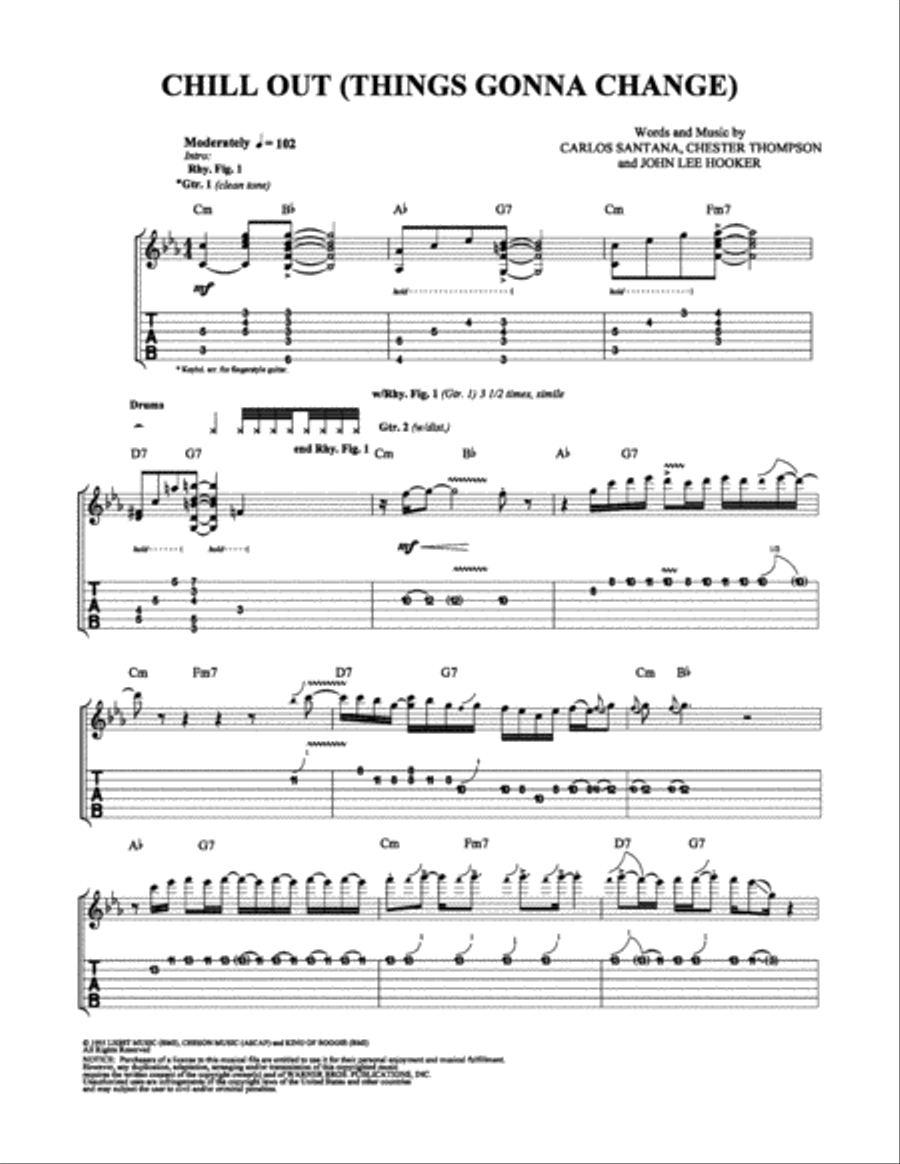 Chill Out (Things Gonna Change) Electric Guitar scores gallery preview page 1