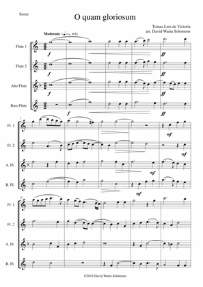 Book cover for O quam gloriosum (Oh how glorious) for flute quartet