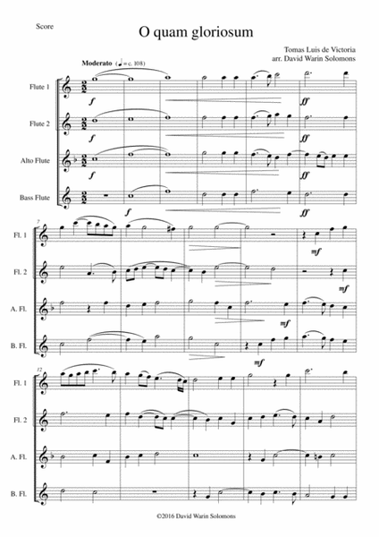 O quam gloriosum (Oh how glorious) for flute quartet image number null