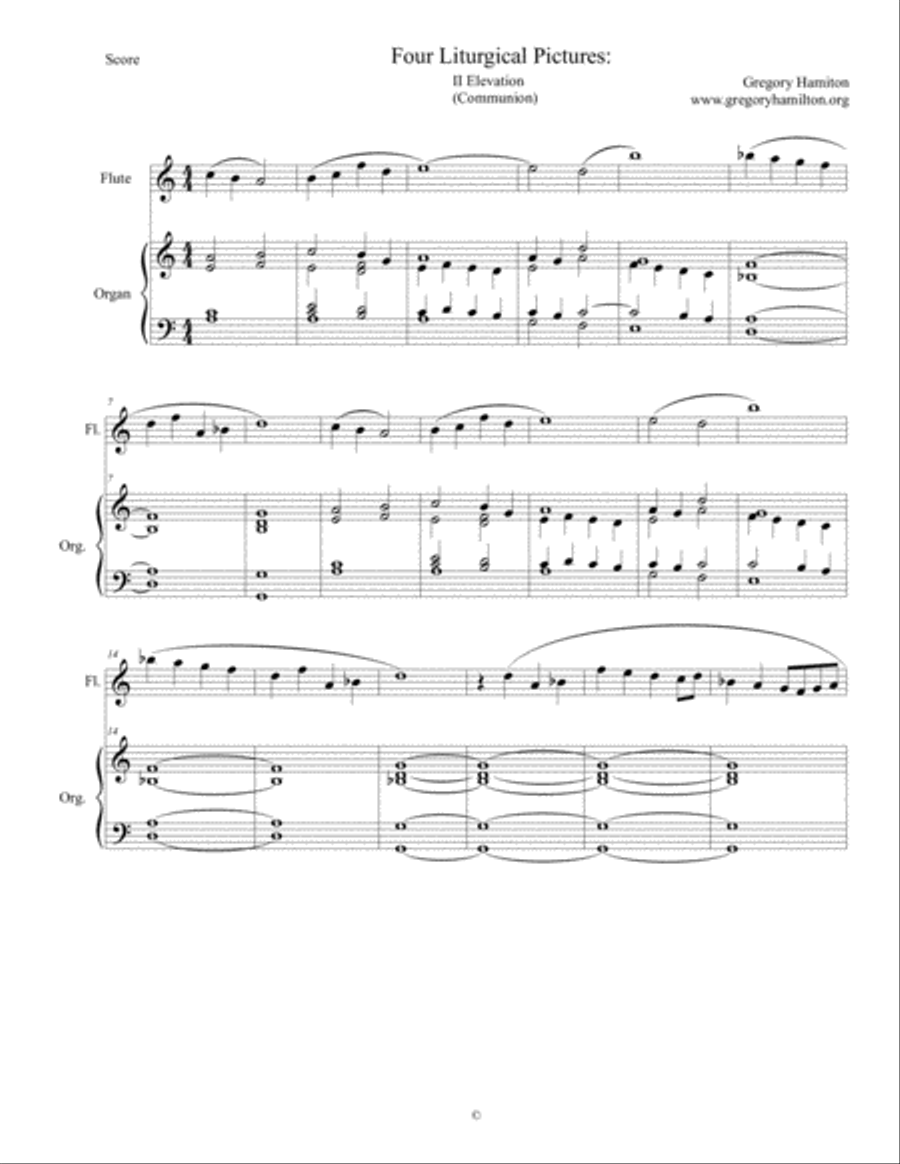 Four Liturgical Pictures for Flute and Organ: II Elevation (Communion) Woodwind Duet scores gallery preview page 1