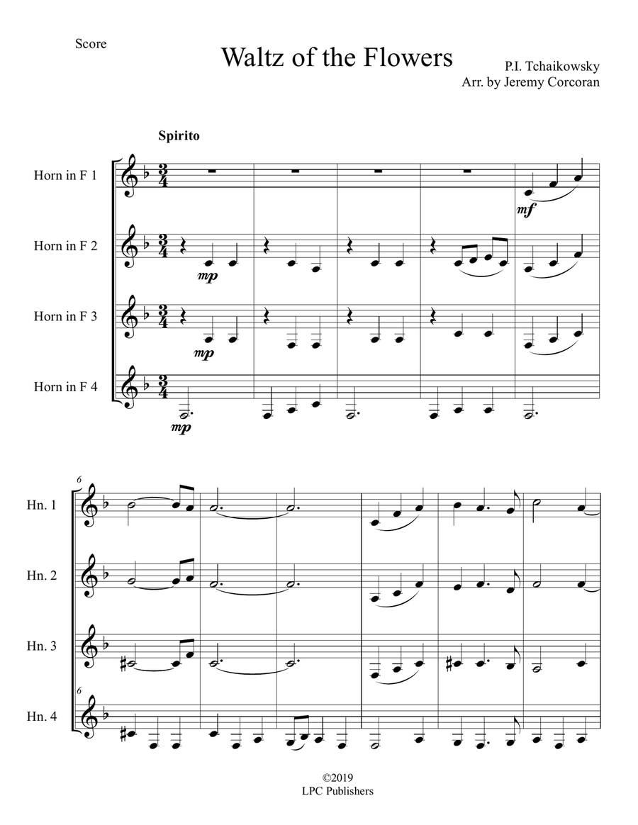 Waltz of the Flowers from The Nutcracker Suite for French Horn Quartet French Horn Quartet scores gallery preview page 2