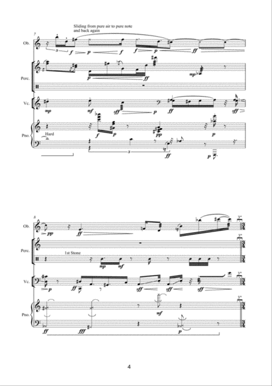 Lament for the victims of rape for Oboe, Percussion, Cello and Piano Oboe scores gallery preview page 4