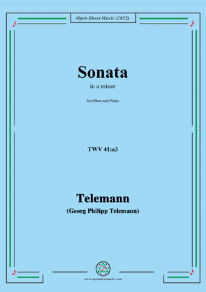 Book cover for Telemann-Sonata,in a minor,TWV 41:a3,for Oboe and Continuo
