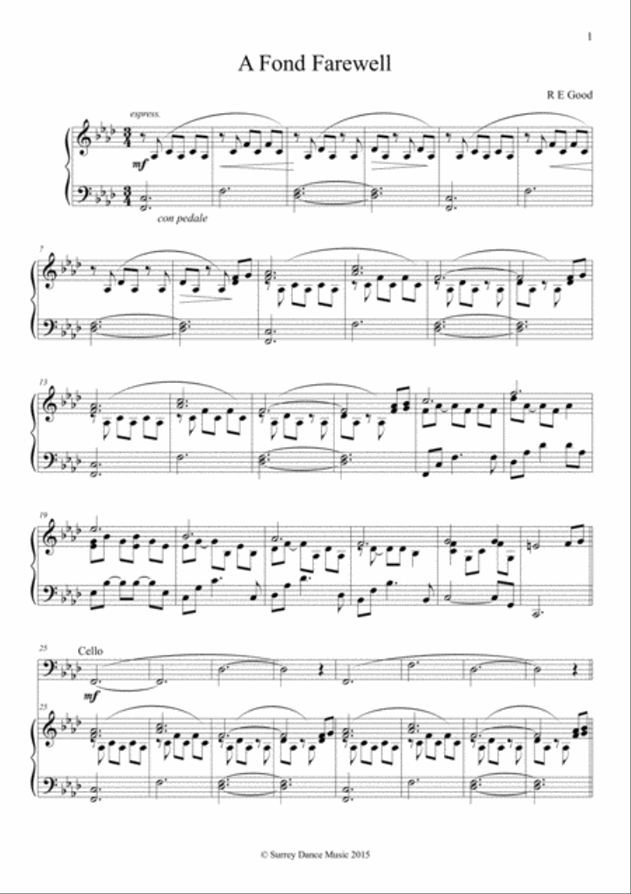 A Collection of 5 Melodies for Cello and Piano Piano scores gallery preview page 3