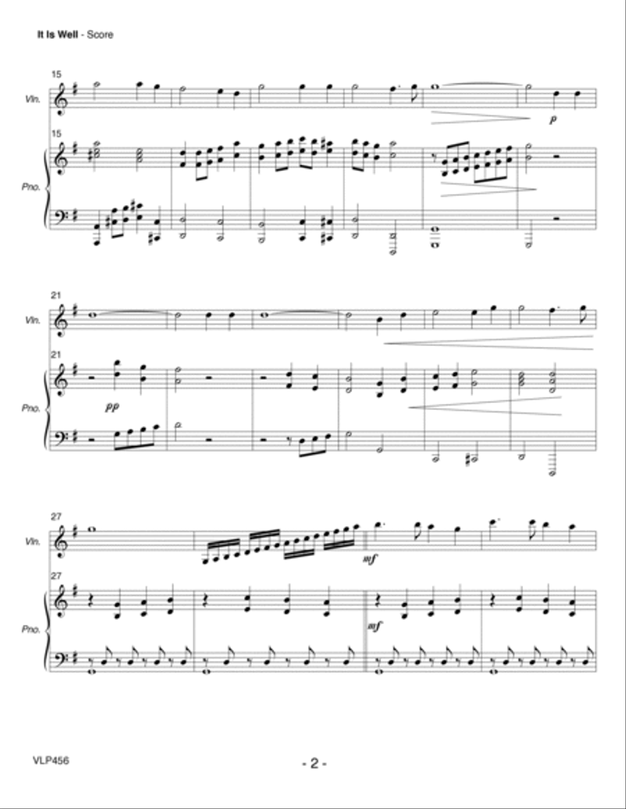 IT IS WELL WITH MY SOUL - Violin Solo with Piano Accompaniment (Grade 3+) Violin Solo scores gallery preview page 2