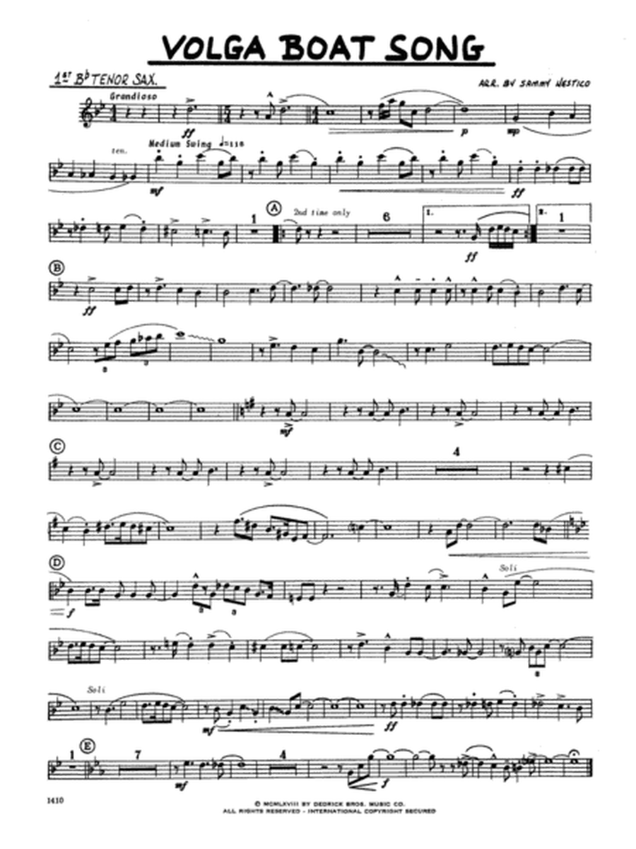Volga Boat Song - 1st Bb Tenor Saxophone