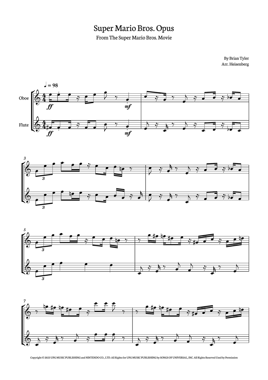 Super Mario Bros. Opus Woodwind Duet scores gallery preview page 1