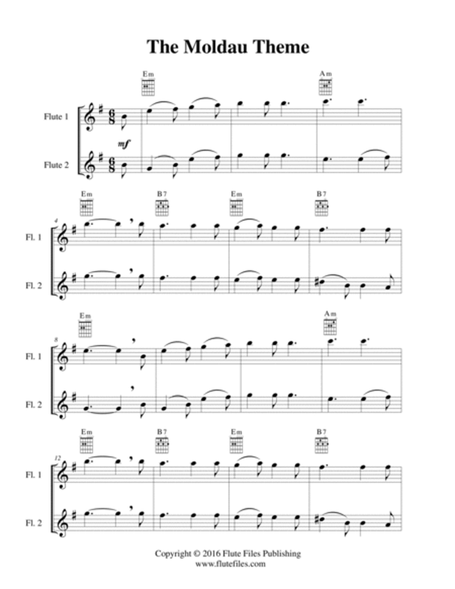 The Moldau Theme - Flute Duet with Guitar Chords image number null