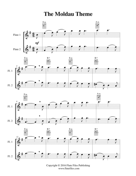 The Moldau Theme - Flute Duet with Guitar Chords image number null