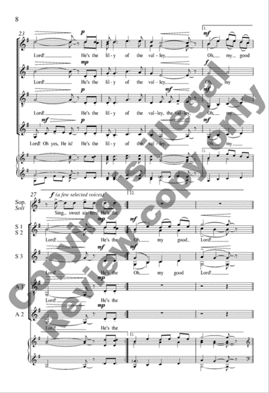 He's the Lily of the Valley Divisi scores gallery preview page 8