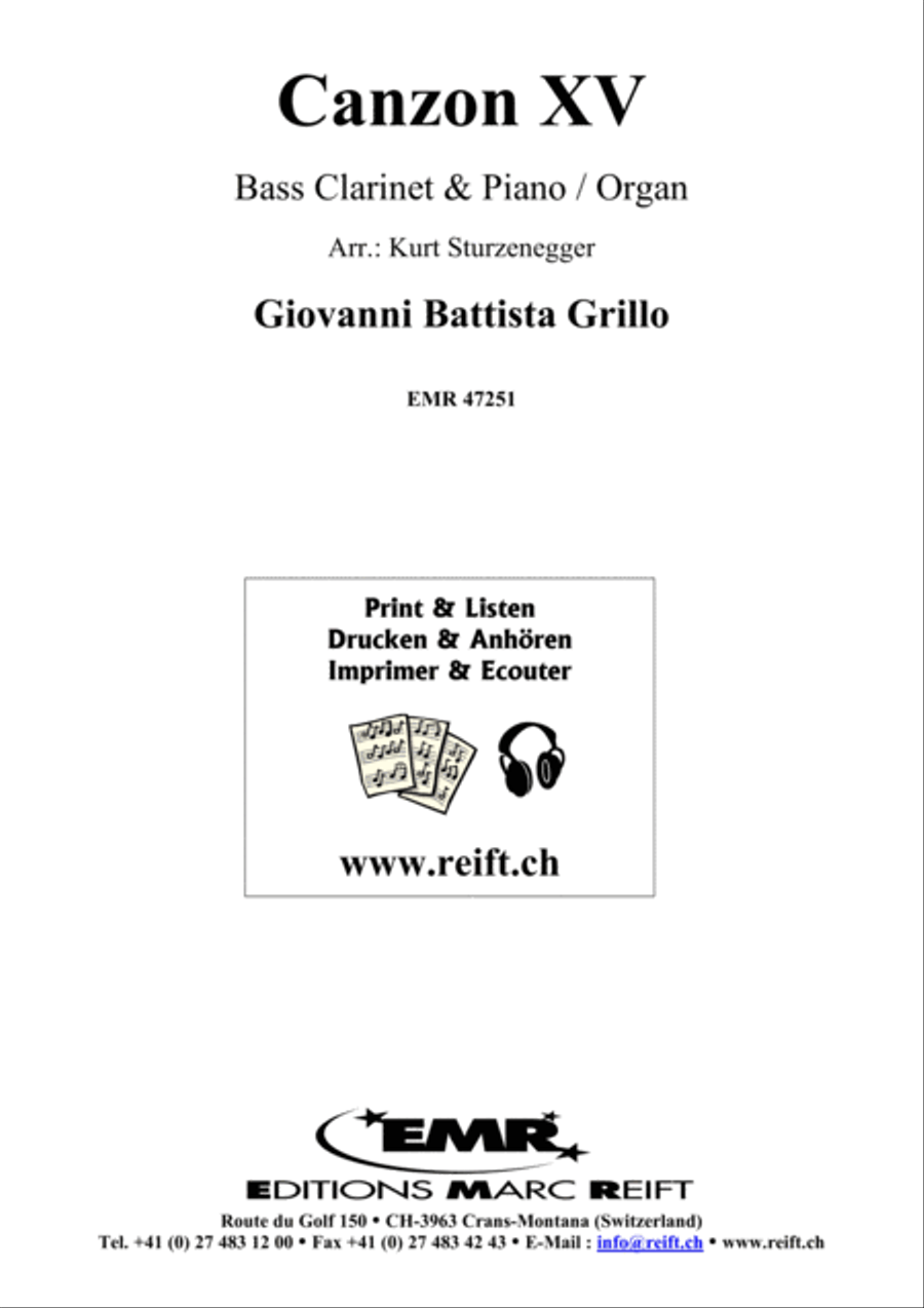 Canzon XV Canzon XV Bass Clarinet scores gallery preview page 2