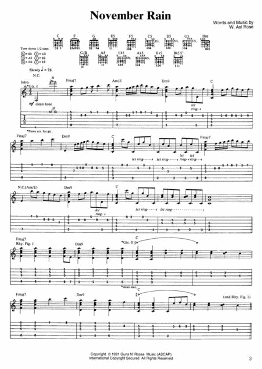 November Rain Electric Guitar scores gallery preview page 2