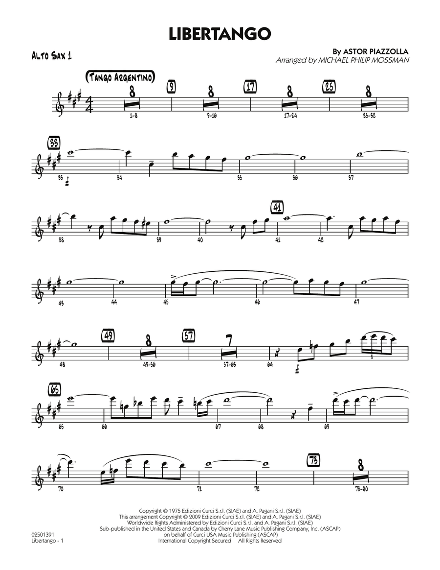 Libertango - Alto Sax 1 Libertango - Alto Sax 1 Jazz Ensemble scores gallery preview page 1