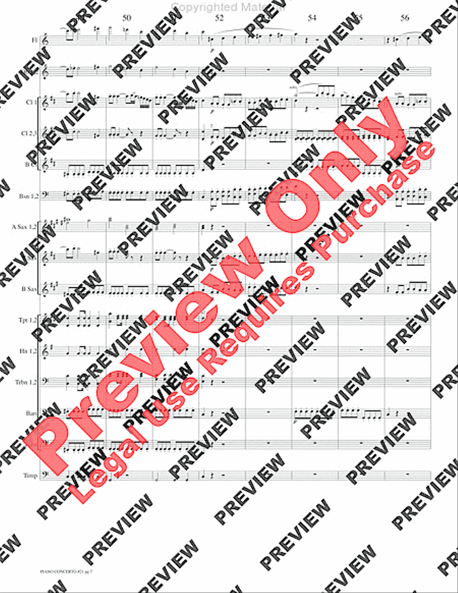 Piano Concerto No. 21, K. 467 (Movement I) Concert Band scores gallery preview page 10