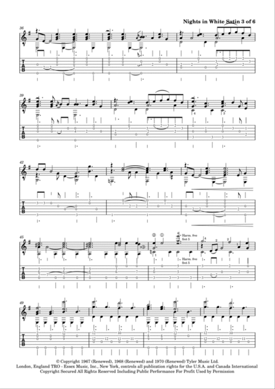 Nights In White Satin Guitar Tablature scores gallery preview page 4