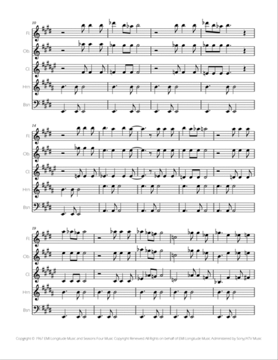 Can't Take My Eyes Off Of You Woodwind Quintet scores gallery preview page 2