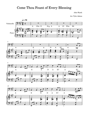 Come Thou Fount of Every Blessing (Cello Solo with Piano)