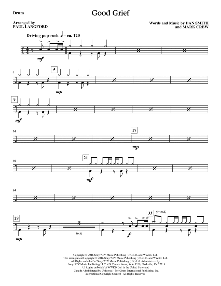 Good Grief - Drums Choir scores gallery preview page 1
