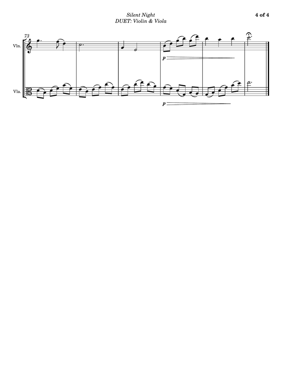 Silent Night - Duet for Violin & Viola String Duet scores gallery preview page 4