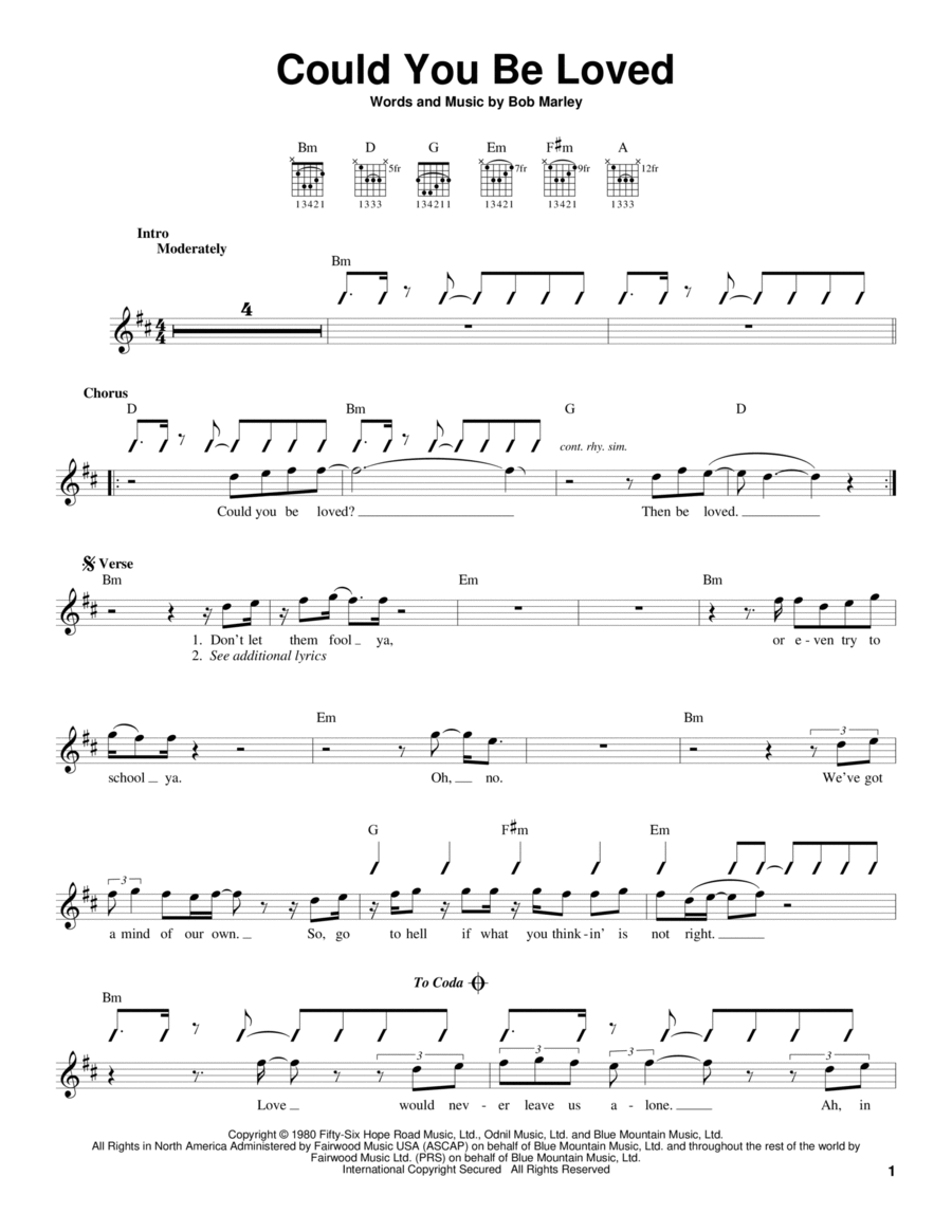 Could You Be Loved Acoustic Guitar scores gallery preview page 1
