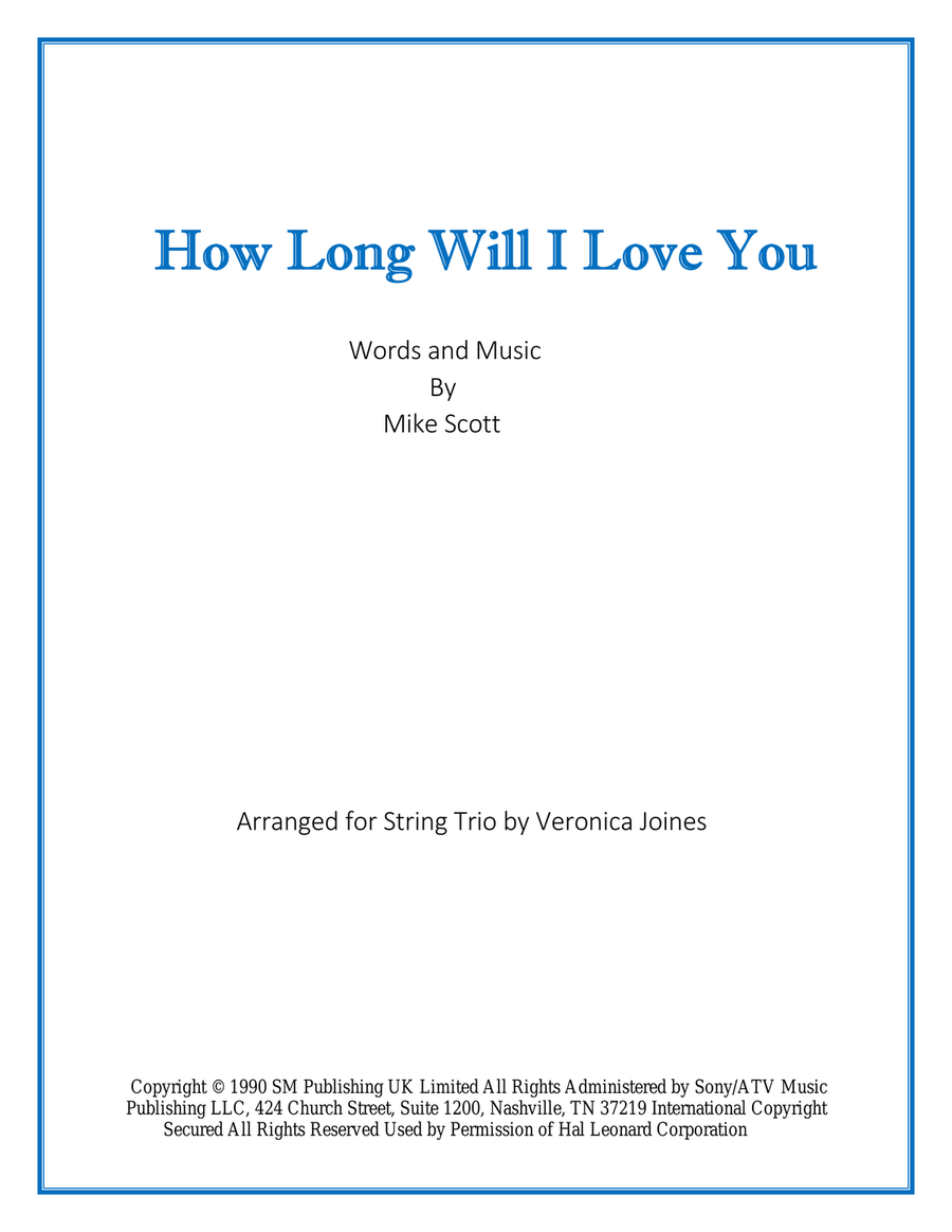 How Long Will I Love You How Long Will I Love You String Trio scores gallery preview page 1