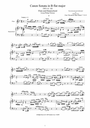 Telemann - Canon Sonata in B flat major TWV 41-B3 for Flute and Harpsichord