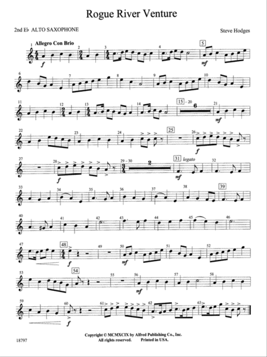 Rogue River Venture: 2nd E-flat Alto Saxophone Concert Band scores gallery preview page 1