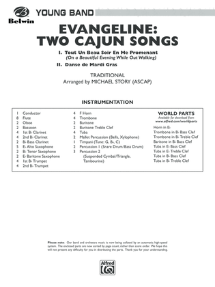 Evangeline: Two Cajun Songs: Score