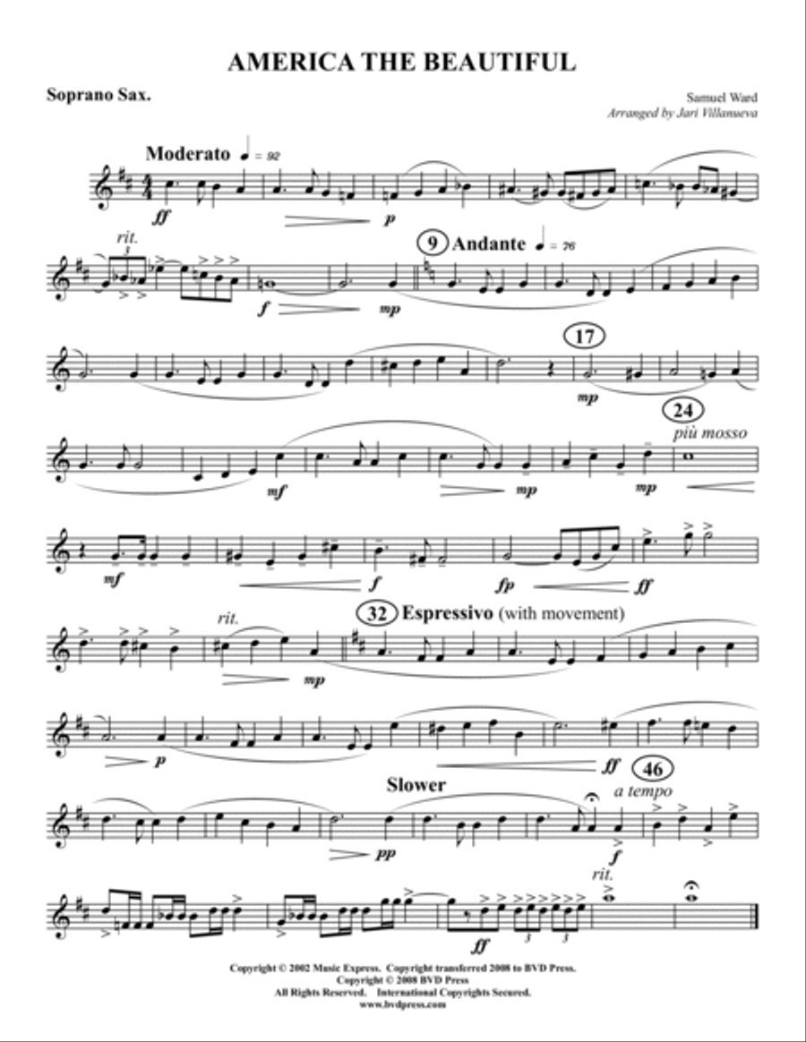 America the Beautiful America the Beautiful Saxophone Quartet scores gallery preview page 2