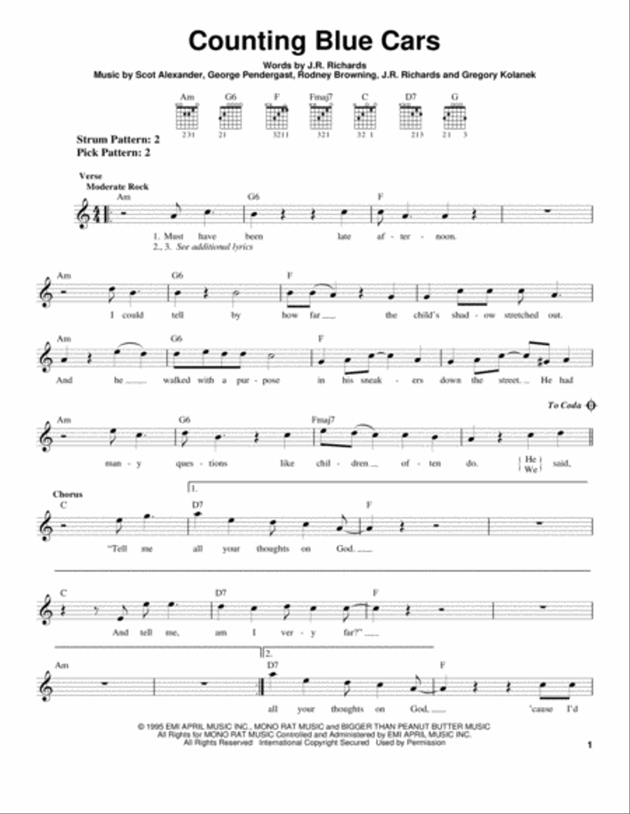 Counting Blue Cars Acoustic Guitar scores gallery preview page 1