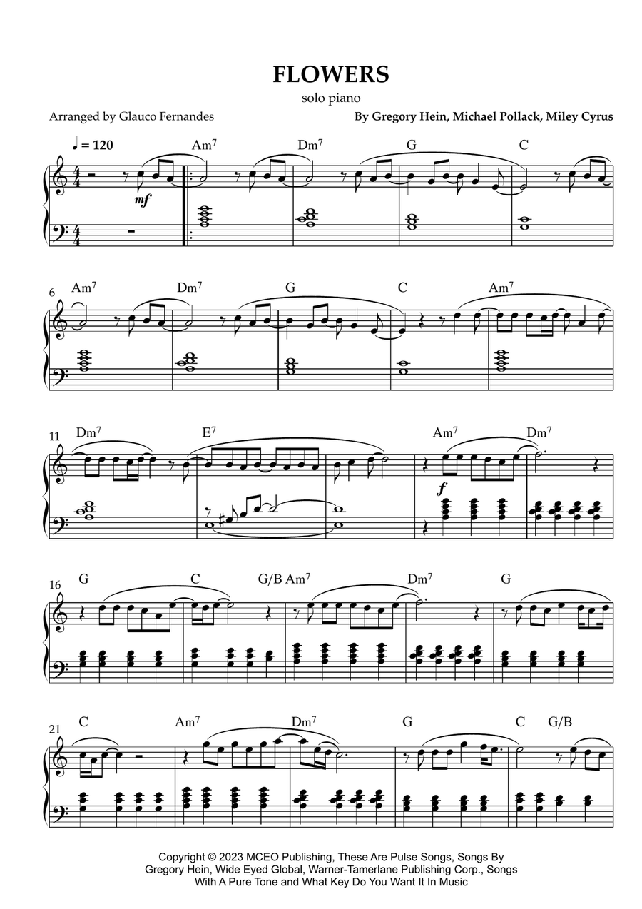 Flowers Easy Piano scores gallery preview page 1