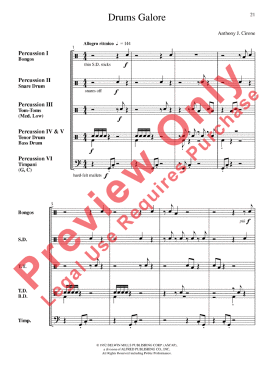 The Anthony J. Cirone Intermediate Percussion Ensemble Collection Percussion Ensemble scores gallery preview page 22