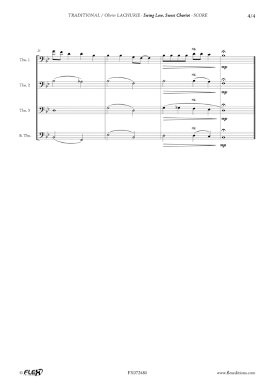 Swing Low, Sweet Chariot Trombone Quartet scores gallery preview page 4