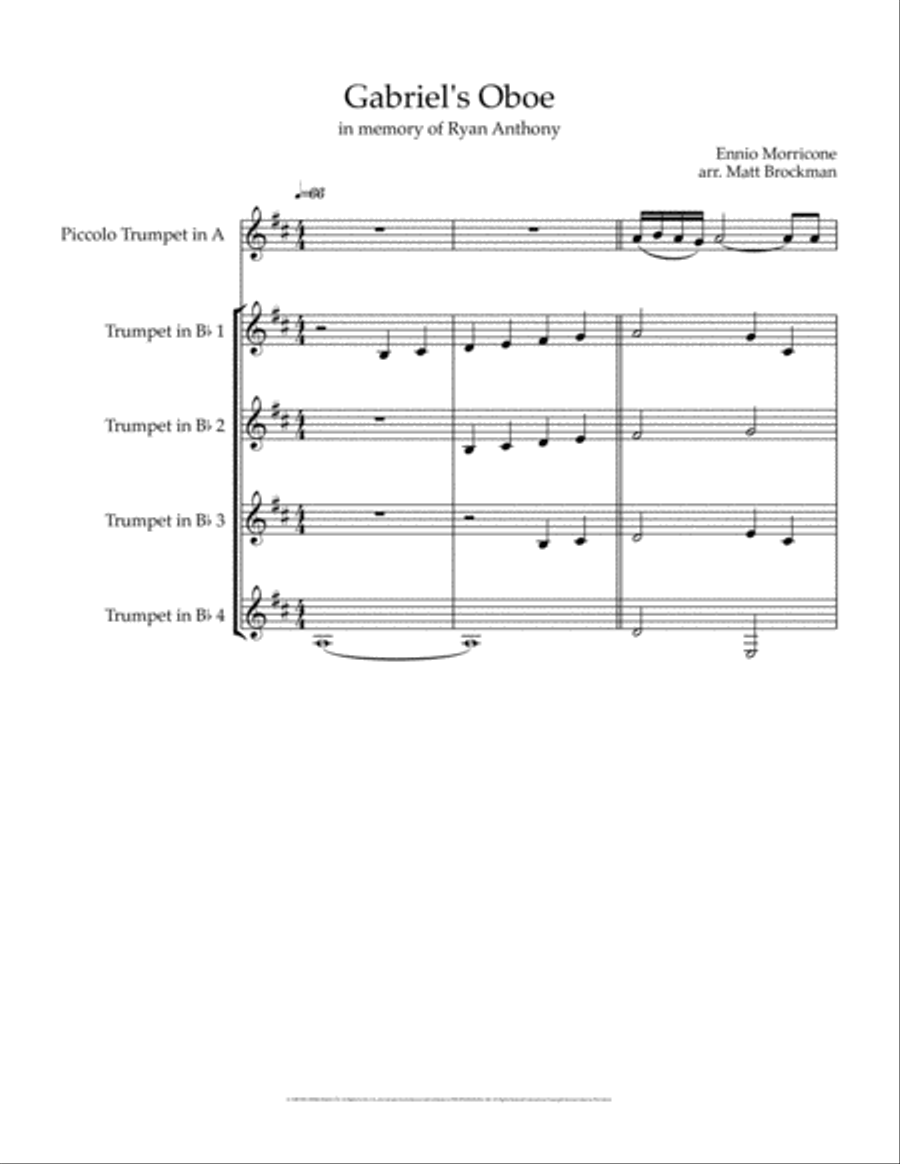 Gabriel's Oboe Gabriel's Oboe Trumpet Solo scores gallery preview page 1