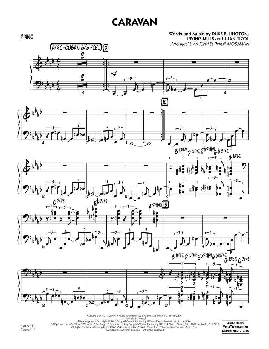 Caravan - Piano Jazz Ensemble scores gallery preview page 1